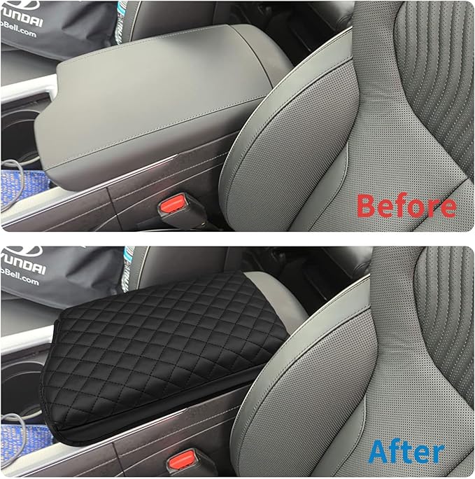 Zxiaochn Console Armrest Cover for Hyundai Palisade 2020 2021 2022 2023 2024 2025 2026, Armrest Lid Leather Protector, Center Console Cushion Interior Accessories