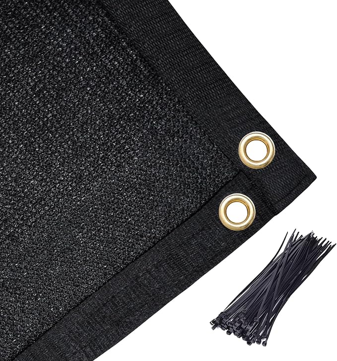 Amagenix 90% Shade Fabric 4'X 6' Black Sun Shade Cloth with Grommets for Pergola Replacement Shade Cover Canopy, Heavy Duty, Cable Zip Ties Included (We Customized)