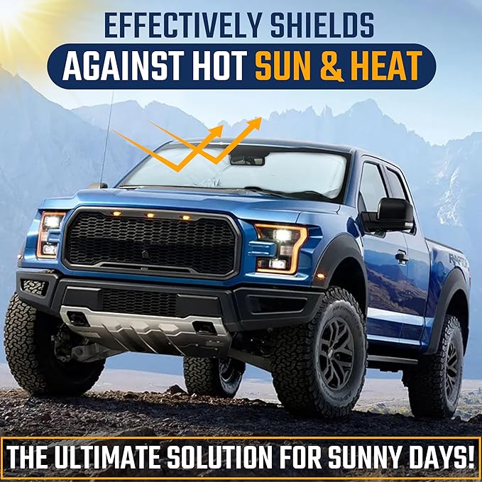 EcoNour Windshield Sunshade for Cars | Full-Size Heat & UV Protection | High-Coverage Light-Blocking Car Sun Shade | Foldable Design Keeps Interior Cool | Compact Storage- X-Large