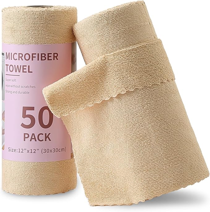 Jessy Home 2 Roll Reusable Paper Towels,100 Sheets Tear Away Microfiber Cleaning Cloth, Lint Free Cleaning Rags for Kitchen, Dishcloth,Household Cleaning Supplies