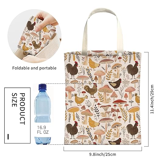 Cute Car Trash Can, Hanging Canvas Car Back Seat Organizer and Storage Bag, Funny Car Trash Bag For Travelling, Outdoor Cute Brown Mushroom Chicken