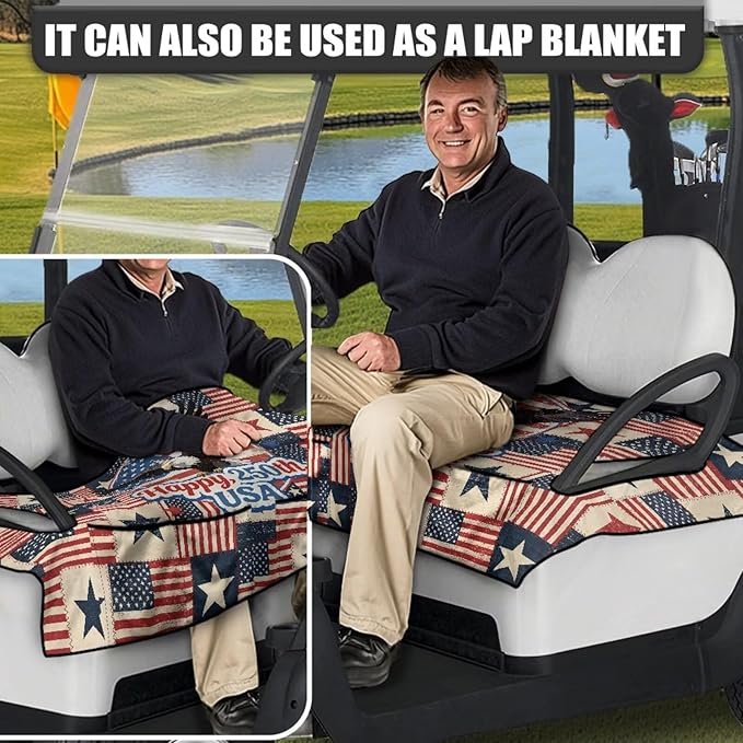 Biyejit Golf Cart Seat Covers with 4 Pockets Golf Cart Seat Towel Blanket Fits 2-Seat Golf Carts, Golf Cart Accessories