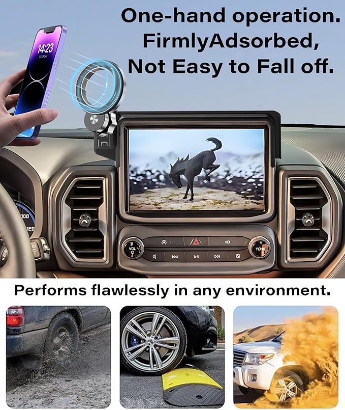 Car Phone Holder for Ford Bronco Sport 2021 2022 2023 2024 Accessories Apply to 8 Inch Touch Screen Fixed Clip Magnetic Cell Phone Mount Hands-Free 360 Degree Rotation