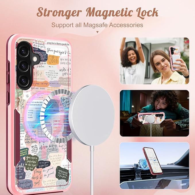 for Samsung Galaxy A36 5G Phone Case - Compatible with MagSafe Women Girls Cute Magnetic Protective Cover Girly Kawaii Unique Heavy Duty Shockproof Design for Samsung A36 5G Cases 6.7"