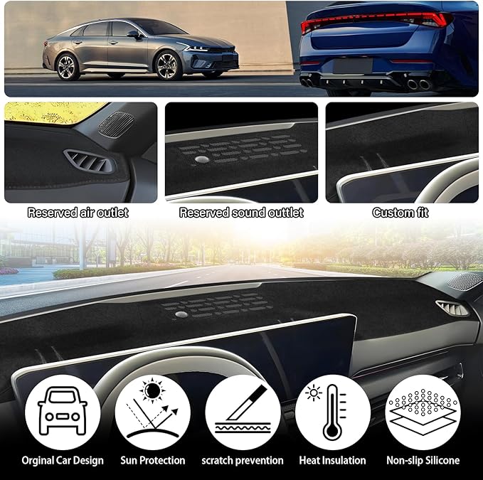 Car Dash Cover for Kia K4 2025 2026 Dashboard Cover Mat, Non-Slip Center Console Protector Mat Sunshade Windshield Glare for K4 Interior Accessories (Not for HUD, Left Hand Drving)