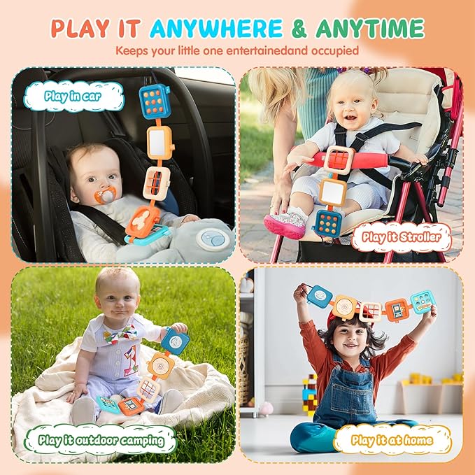 Busy Board for 1 Year Old, Travel Toys for Toddler 1-3 on Plane Car, Montessori Busy Board Busy Cube, Toys for 1 Year Old Boy Girl, Easter Basket Stuffers for Toddler