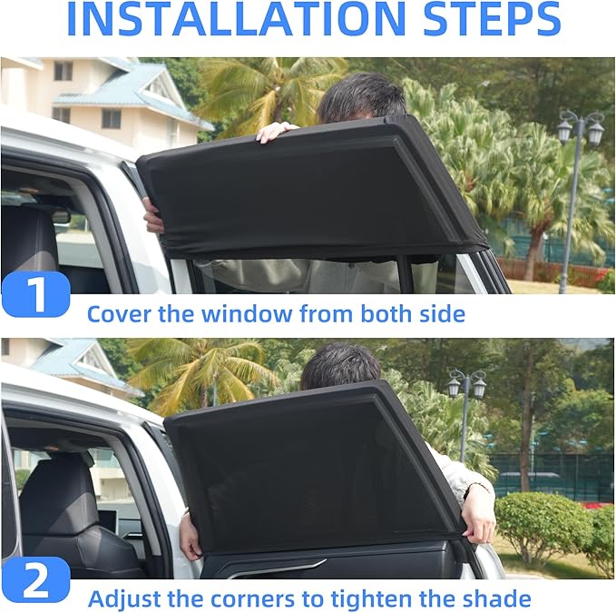 Car Window Shades, 2 Pack Side Car Window Sun Shades for Camping, UV Protection Breathable Mesh Baby Window Covers, Window Screen for Car, Truck, SUV, Protect Privacy for Kids, Family (39.8"x18.9")