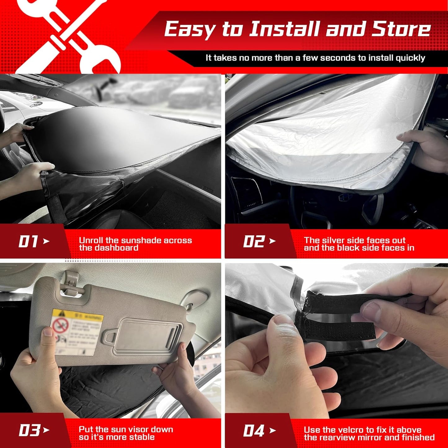 ARISMOTOR Windshield Sun Shade for Rivian R1T 2022-2025, Custom Fit Foldable Front Window Sunshade Sun Visor Protector, Block UV Rays Keep Your Car Cooler