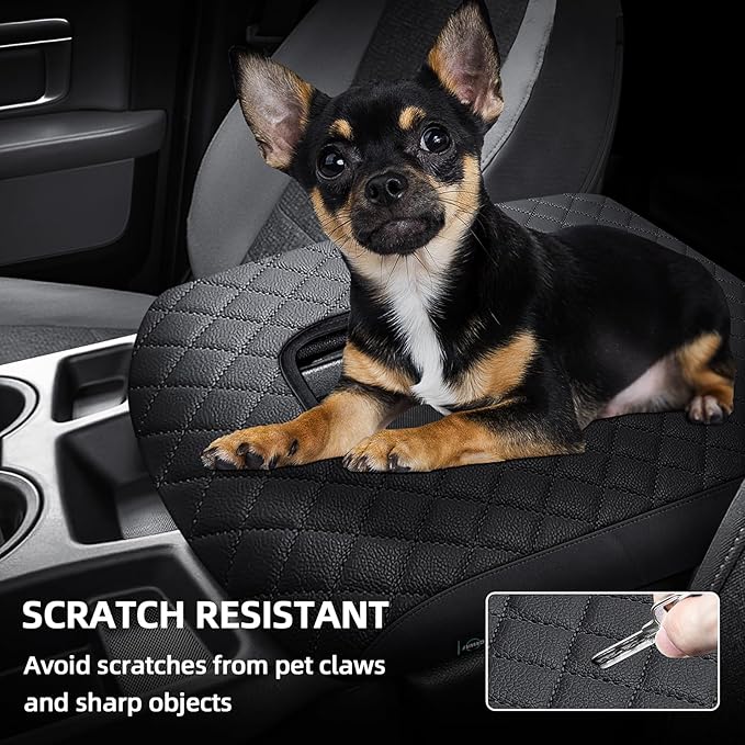 Center Console Cover Fit for 2019-2025 Chevy Silverado/GMC Sierra Jump Seat Accessories, Car Armrest Middle Console Cover with Hidden Pocket (Only for Split Bench Jump Seat Console)