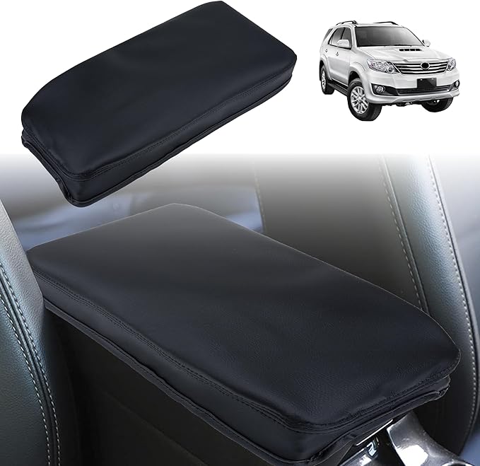 Center Console Cover Compatible with Toyota RAV4 Accessories 2020-2025 and 2021-2025 RAV4 Prime, PU Leather Middle Console Lid Cover, Seat Protector Armrest Cushion Pad (Black with Black Stitches)