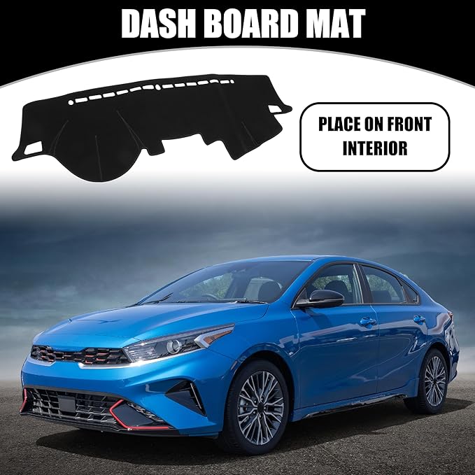 Dash Cover - Car Center Console Non-Slip Dash Board Mat - for Kia Forte 2009-2016 - Polyester Black - 1Pc