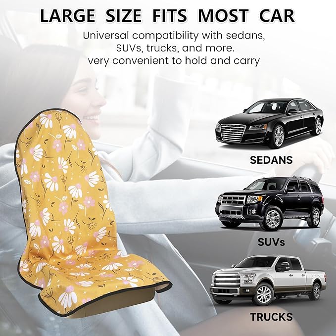 Car Seat Covers 2pcs Waterproof Towel Car Seat Cover Universal Fit for Most Trucks SUV Fitness Athletes Pets Gym and Water Sport，Chamomile