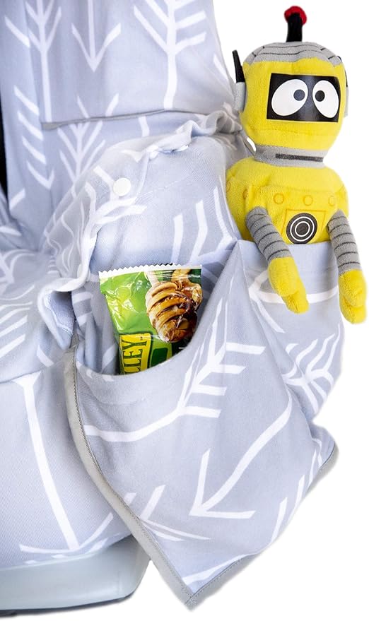 Niko Easy-Wash Children's Car Seat Cover & Liner - Cotton Jersey Gray & White Arrow Pattern - Universal FIT - Crash Tested - Waterproof SEAT Bottom - Easy to Clean - Machine Washable