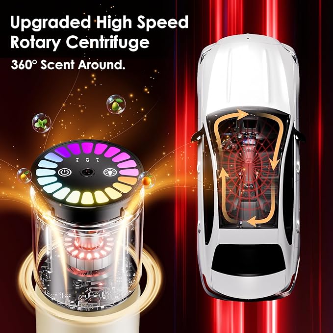 Car Air Freshener, Car Fresheners Long Lasting, Auto On/Off, 3 Adjustable Modes for Custom Scent Intensity, 150mL Large Capacity, Diffuser with RGB Music Syncing Light (Cologne)