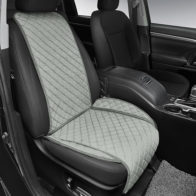 surpassme Comfortable Car Seat Covers Universal Front Seat Covers for Car Accessories, Padded Car Interior Covers for Automotive, SUV, Truck, and Van(Grey)