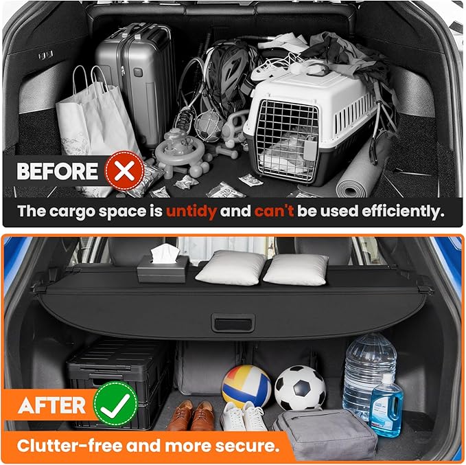 Powerty Retractable Cargo Cover for 2015-2018 Hyundai Santa Fe Sport, Canvas Texture Trunk Cover Privacy Screen Rear Security Shade for Santa Fe Sport Accessories(Not for Santa Fe)