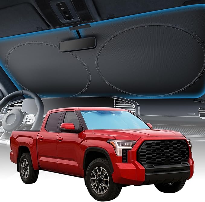 2025 Upgraded Zanch Car Front Windshield Sun Shade - Ultimate UV Protection & Heat Reductionlinnovative No-Light Leakage Technology|Foldable Design for SUV/Small Truck, Large(64" x 34")