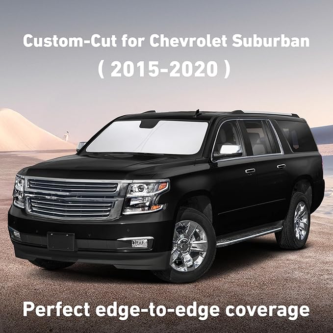 EcoNour Windshield Sunshade Compatible for Chevrolet Chevy Suburban/Tahoe, GMC Yukon XL, Yukon Denali XL 2015-2018 2019 2020, Sun Visor for Front Window Sun Shade Cover, UV Protector, Car Accessories