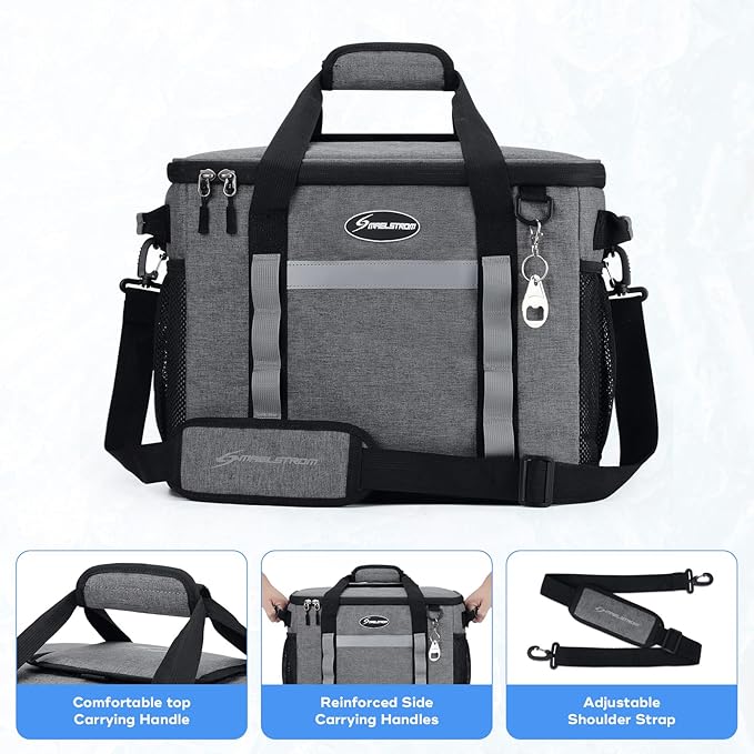 Maelstrom Collapsible Soft Cooler Bag,35/55/75 Cans Beach Cooler with Flip Top Lid, Ice Chest, Leakproof & Portable for Beach, Camping, Road Trips & Grocery Shopping