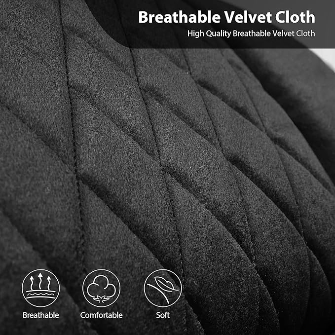 CAR PASS Luxury Faux Leather Car Seat Covers Front Seats, Breathable Soft Velvet Premium Automotive Seat Covers 2 Pack, Armrest Airbag Compatible Universal Fit for Most Sedan SUV Van Truck, Black