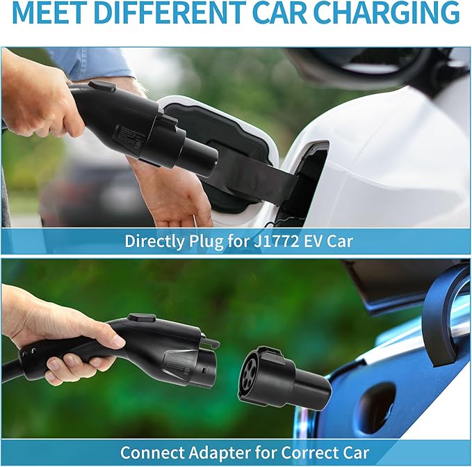 Level 2 EV Charger 240V/48A J1772 Electric Vehicle Charger NEMA 14-50 Plug Charging Station w/for Tesla Adapter w/App Control RFID Card WiFi 24Ft Cable Indoor/Outdoor Fast Charger
