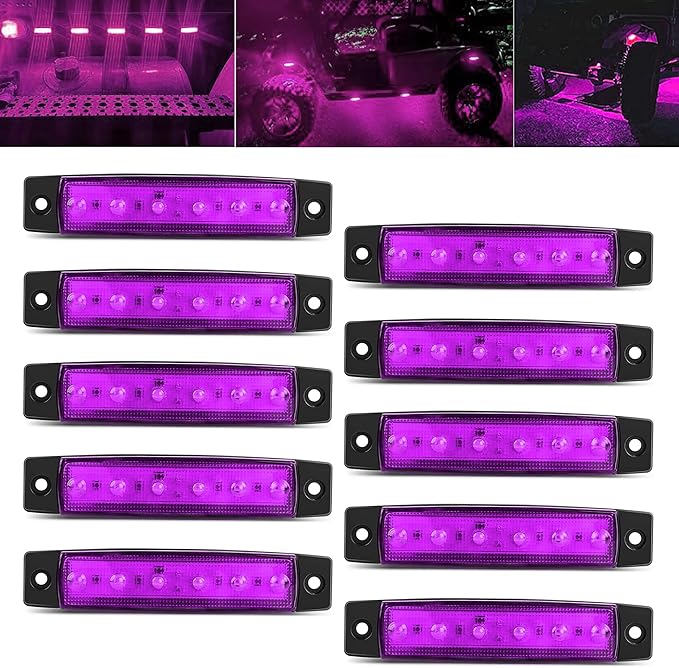 10 Pcs Purple LED Rock Strip Lights,Wheel Well Underglow Lighting Kits,Car Rock Lights Exterior Side Marker Lights for Wrangler Truck Golf Cart RV RV SUV Offroad