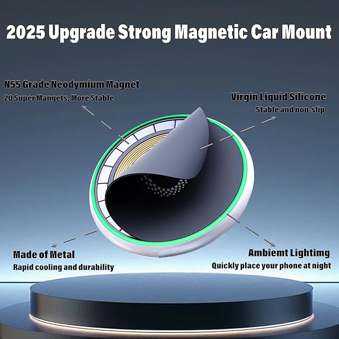Car Phone Holder for Toyota RAV4 2019-2025 Accessories 15W Fast Wireless Charger Apply to 7/8 Inch Touch Screen Fixed Clip Magnetic Cell Phone Mount Hands-Free 360°Rotation