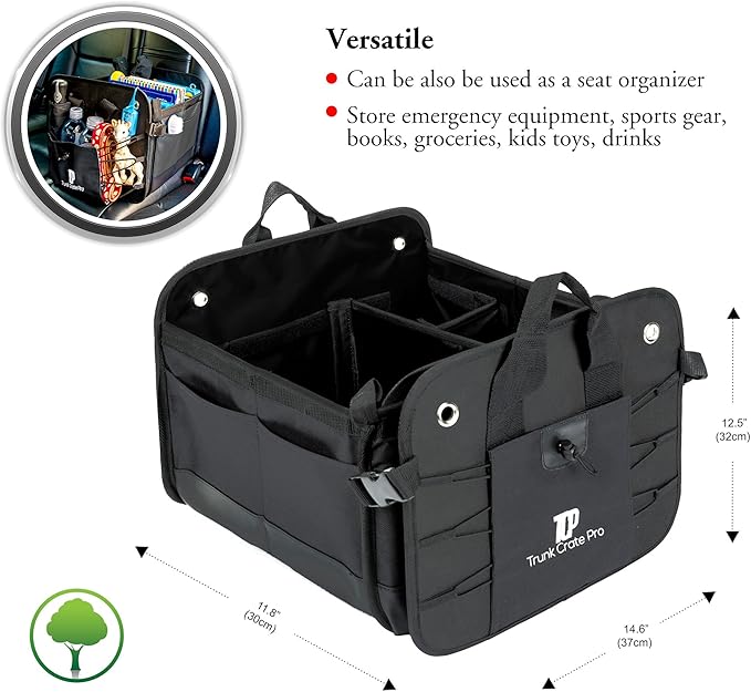 TRUNKCRATEPRO Save 15 per cent off bundle of 2 Collapsible Multi-Compartment Trunk Organizer Multi-Compartment storage for men and women (Black and Red)