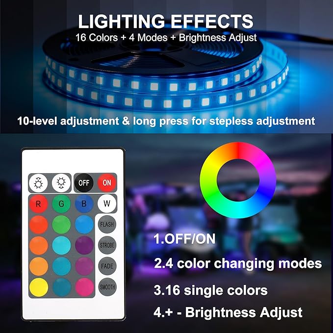 2PCS 78.7 Inch RGB Golf Cart Lights with Remote Control LED Underglow & Roof Strips, Waterproof No-Drill Golf Cart Accessories for Canopy, Underbody, Boat & Night Decoration Roof & Underbody Lighting