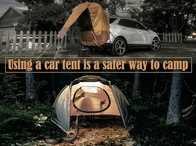 Hasika SUV Tailgate Tent - Universal Car Camping Awning, 3000mm Waterproof & UPF 50+ - Portable Hatchback Tent Privacy Shelter for SUV, CUV, Minivan - Easy Setup Road Trip Essentials Black Small
