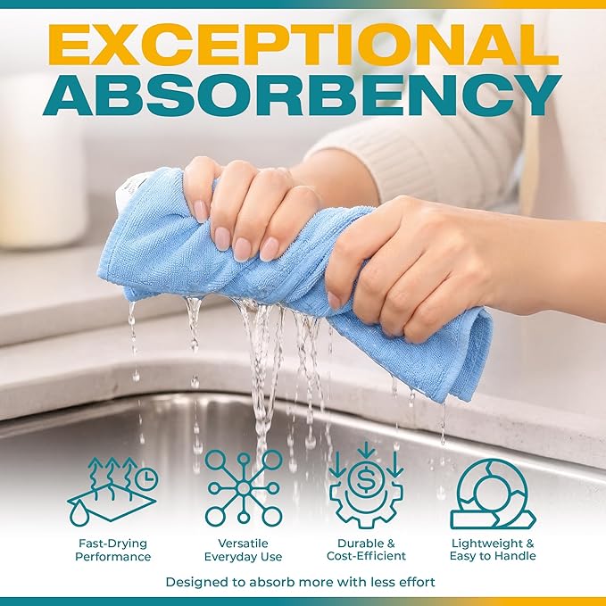 Gleamax™ Microfiber Cleaning Cloth 36 Pack (16x16 in Approx./40×40 cm) - 320 GSM Lint-Free, Streak-Free Multipurpose Towels for Kitchen, Glass, Dusting & Car Interior – Reusable, 4 Colors