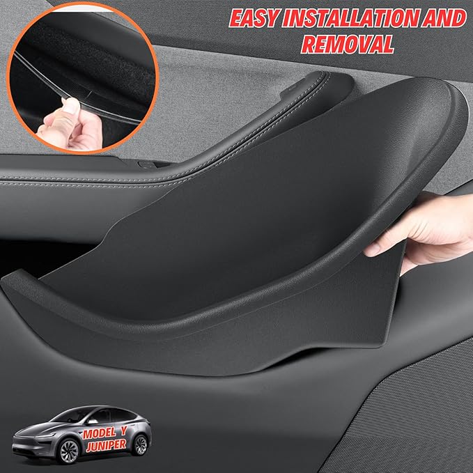 4Pcs 2026 2025 Tesla Model Y Juniper Door Pocket Liner Full Protector Cover Door Organizer Tray Side Storage Interior Accessories - Waterproof & Anti-Scratch TPE Inserts