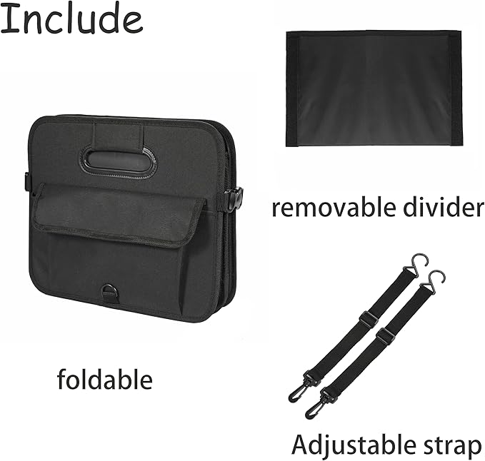 AOKJOY Car Trunk Organizer Car Storage Organizer Collapsible Multi Compartment Car Organizer Adjustable Straps Car Organizer for SUV(Black)