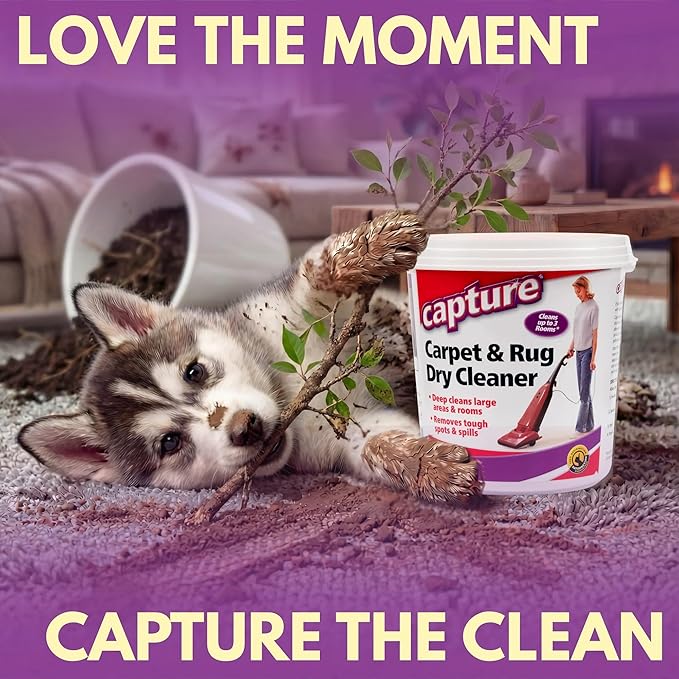 Capture Carpet & Rug Dry Cleaner w/Resealable lid - Home, Car, Dogs & Cats Pet Carpet Cleaner Solution - Strength Odor Eliminator, Stains Spot Remover, Non Liquid & No Harsh Chemical (2.5 lb)