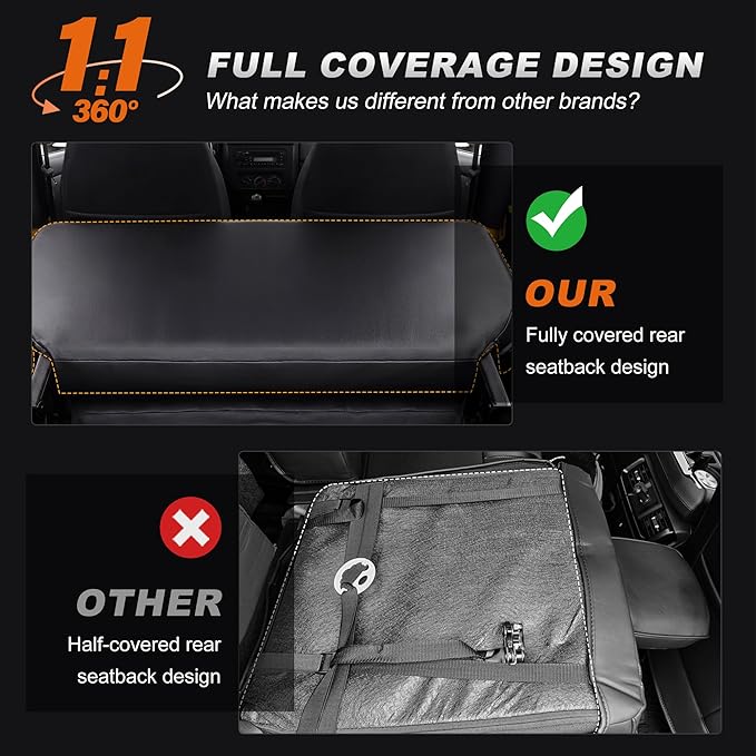 AOMSAZTO Custom Fit Seat Covers for Jeep Wrangler 1997 1998 1999 2000 2001 2002 Waterproof Car Seat Covers Full Set Black