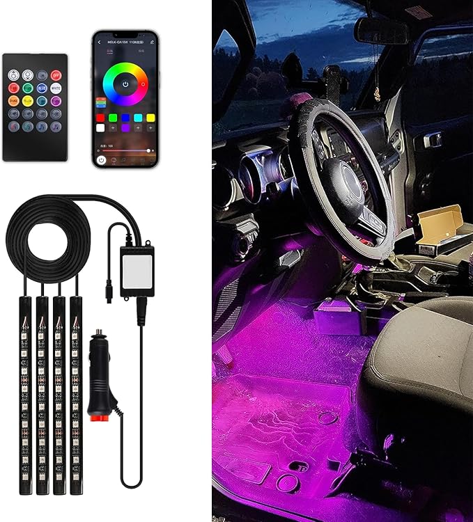 Smart Car LED Strip Lights, Led Lights for Car, 12V LED Lights Running Board Lights, Universal Multicolor LED Car Lights Kits Car Interior Accessories Fit for Truck Car SUV (Cigarette Lighter)
