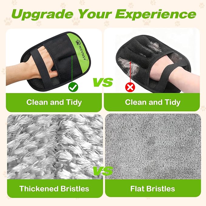 1 Pcs Pet Hair Removal Gloves, Reusable Electrostatic Pet Cat Dog Hair Remover Grooming Gloves Brush Tool, Ease of Removal, Easy to use, Suitable for Removing Hair From Different Surfaces, Green