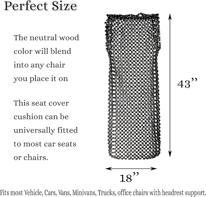 Zento Deals Bead Seat Cover Black Royal Wood Massage Cool Premium Comfort Cushion- Reduces Fatigue The Car or Truck or Your Office Chair