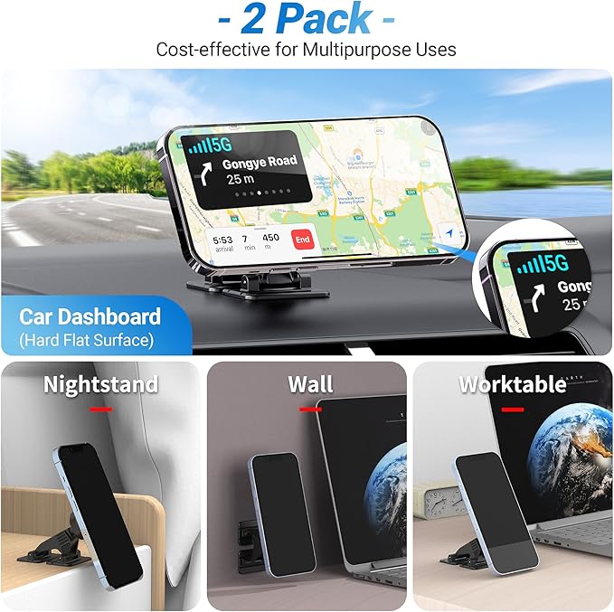 PROfezzion 2-Pack Compatible with MagSafe Car Mount, Magnetic Phone Holder for Car Vent, Dash, Home & Office Compatible with iPhone 17 16 15 14 13 12 Pro Max Plus, Mag-Safe Case & All Cell Phones