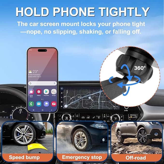 Car Phone Holder for 2020-2022 Toyota Highlander Accessories 12.3-inch Screen Fixed Clip, Magnet Cell Phone Mount Compatible with MagSafe, Hands-Free 360° Rotation Automobile Cradles Not Affect Vent