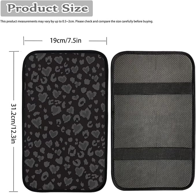 Dreaweet Black Leopard Print Car Armrest Cover Stylish Auto Center Console Cushion Pad Universal Cars Center Console Covers
