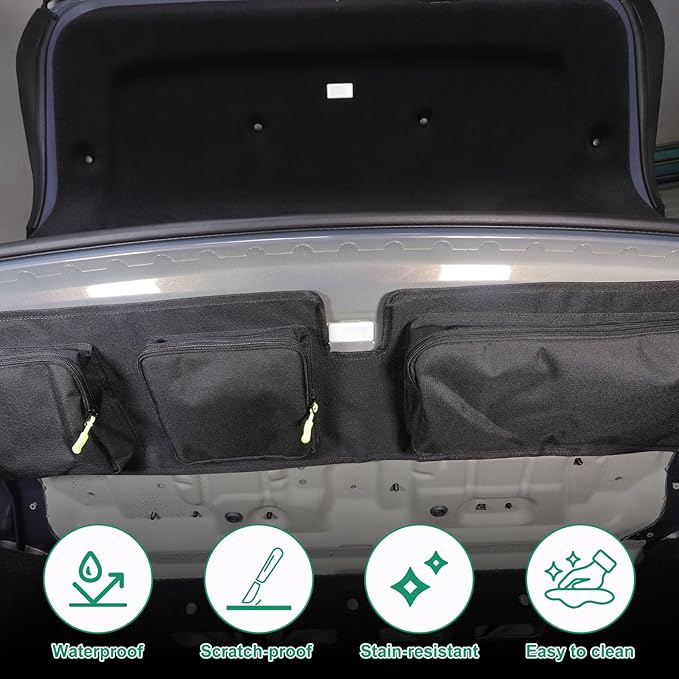 Sekhyna Car Trunk Organizer Storage Bag Compatible with BMW 7 Series Sedan G70 2024,Removable Storage Organizer with 3 Waterproof Zippered Large Storage Pockets and Storage Grid For G70 1PCS