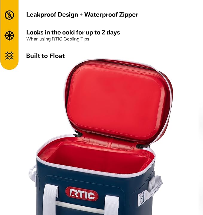 RTIC Ultra-Tough Soft Cooler 12 Can, Insulated Bag Portable Ice Chest for Lunch, Beach, Drink, Beverage, Travel, Camping, Picnic, Car, Trips, Floating Cooler Leak-Proof with Zipper
