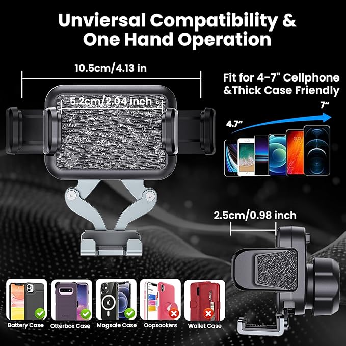 Kaishengyuan Metal Phone Mount for Ram Truck 2013-2018, Dash Mount Cell Phone Holder Compatible with RAM 1500/2500/3500 & 2019+ Classic, Metal Ball Adapter Phone Stand Arm Fit for Most Smartphones