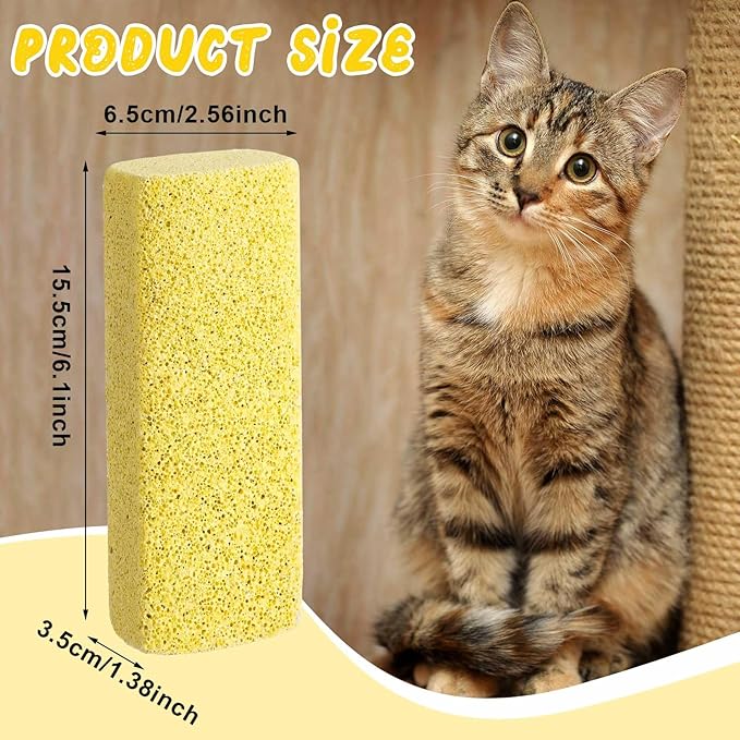 Abbylike 6 Pcs Pet Hair Remover Pumice Stone Car Pet Hair Removal Tool for Bedding Carpet Couch Furniture Cleaning (6.1 x 2.56 x 1.4 Inch,Yellow)