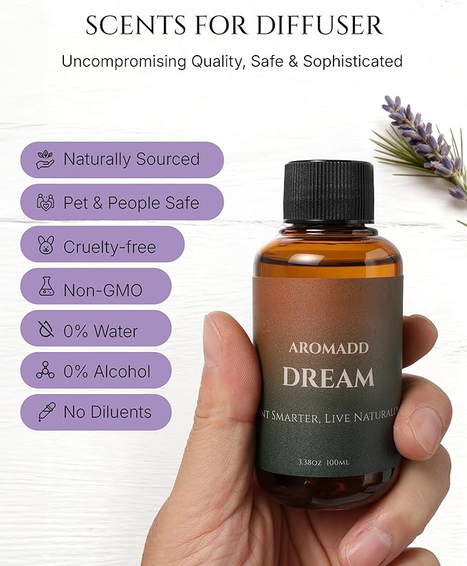 AROMADD Dream Diffuser Oil Inspired by Luxury Hotel Scent 3.38 Fl Oz (100ml), Aroma Diffuser & Hotel Fragrance Diffuser Oil, Essential Oil Diffuser for Aromatherapy, Long-Lasting