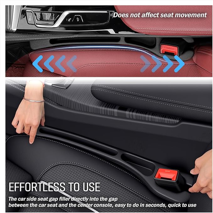 2PCS Car Seat Gap Filler Organizer,Soft Car Gap Filler Organizer for Filling Gaps with Storage Slots,Versatile Cars Seat Gaps Fillers Strip Cars Interior Accessories