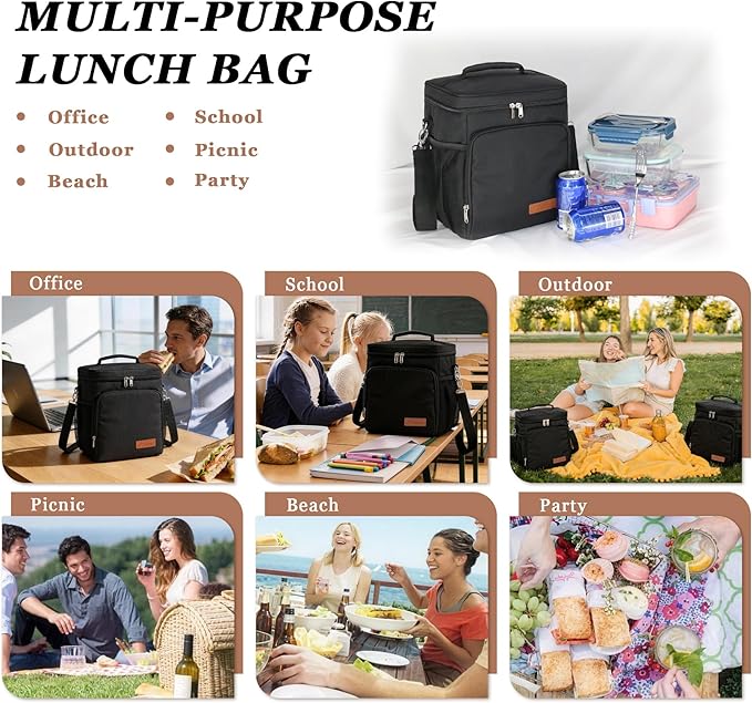TuErcao Insulated Cooler Bag 6/24 Can Collapsible Leakproof Soft Sided Cooler for Car, Portable Foldable Small Ice Chest for Beach Camping Picnic Travel, 5/15qt Lunch Box for Men Work