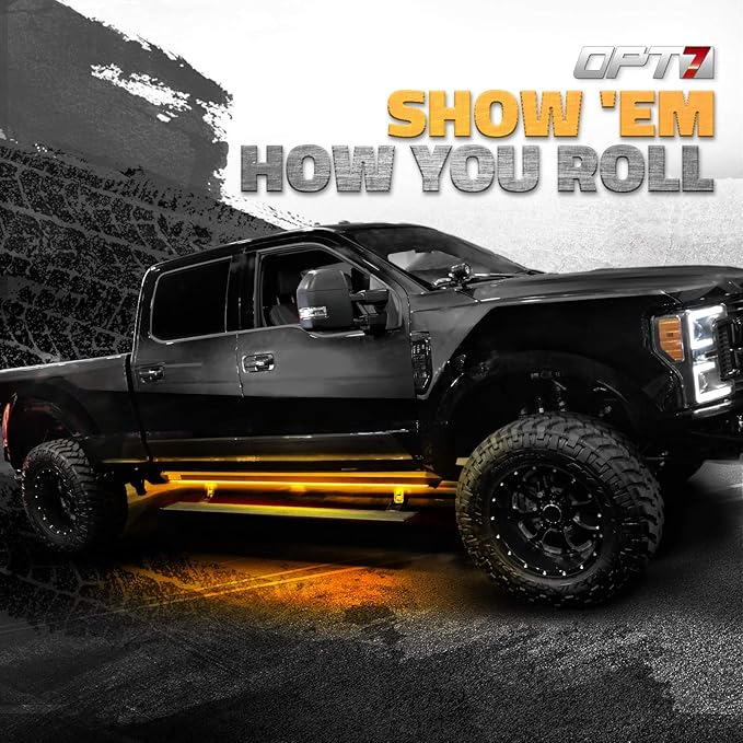 OPT7 Sidekick 60" Running Board Lights 2PCS LED Strips w/Sequential Amber Turn Signal Side Marker, DRL, White Courtesy Light for Regular Super Cab Pickup SUV - Truck Decorations