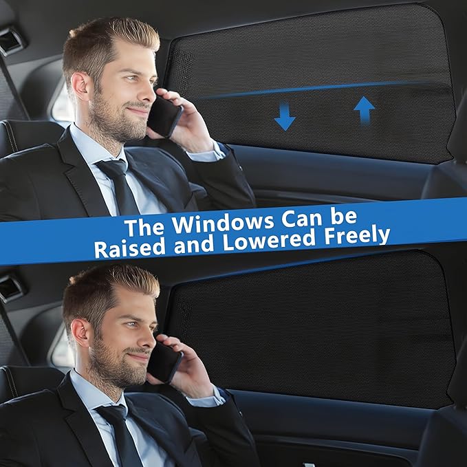 Car Window Shades for Baby - 2 Pack Sun Shade Blocker, Breathable Mesh Rear Side Window Shade Sunshade for SUV, UV Protection for Baby Family Pet, Mosquito Bug Net Window Screens for Camping